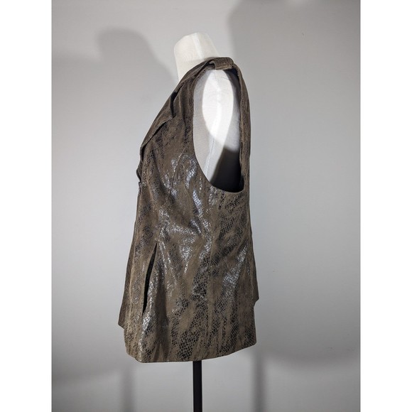 Erin London Vest Brown Faux Snake Print Moto Style Women Size L - Picture 2 of 7